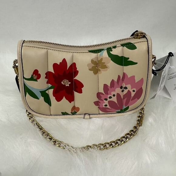 Coach Swinger Bag 20 With Quilting And Floral Bouquet Print New With Defects - Picture 5 of 9